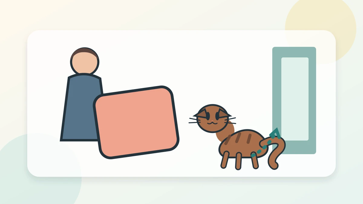 Caregiver stepping behind a cushion barrier while an aroused cat is given a clear retreat path