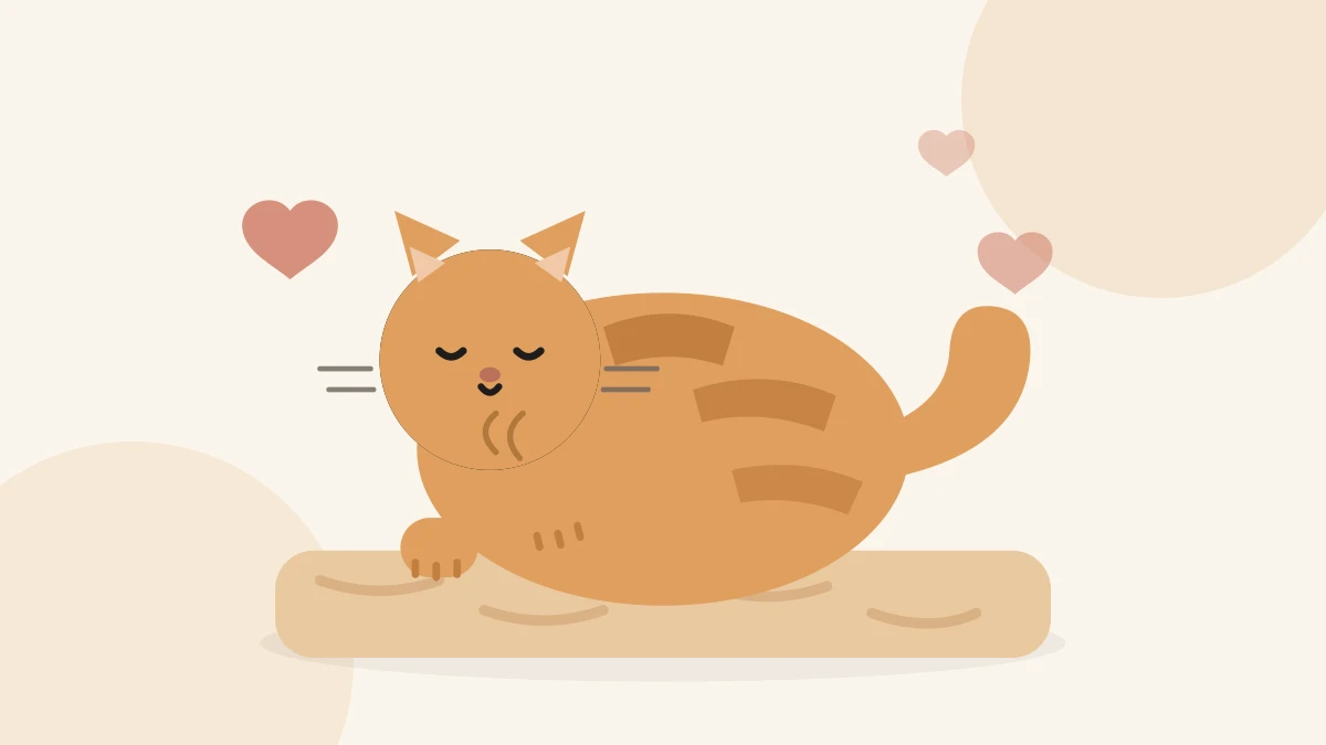 Illustration of a content tabby cat kneading a soft blanket with alternating front paws